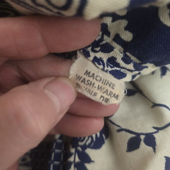 Vintage 50s Pearl Snap Top Women Medium Blue Floral Western Cowgirl Pockets - Picture 7 of 10